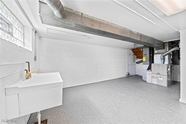 1303 E Dartmoor Ave, Seven Hills, OH 44131 - finished below grade area featuring concrete block wall and heating unit