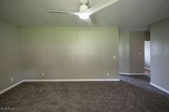 1320 21st St, Vienna, WV 26105 - empty room with dark colored carpet, a textured ceiling, and ceiling fan