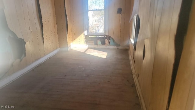 918 Florence St, East Liverpool, OH 43920 - hallway with wood finished floors and wood walls