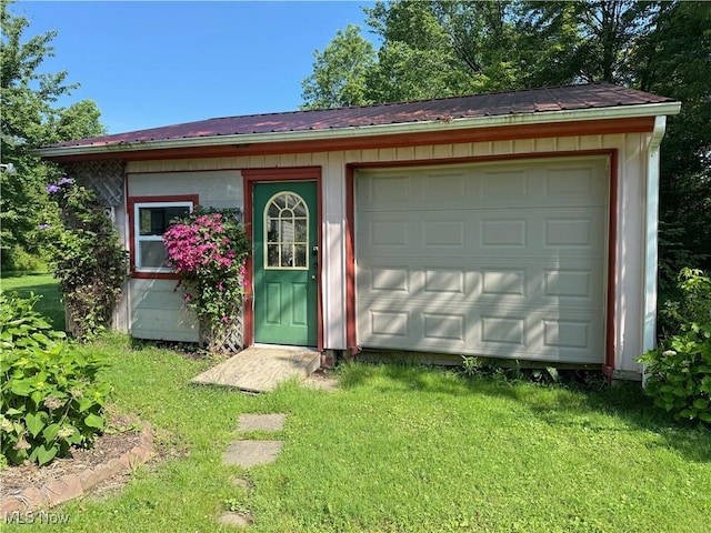 8756 Cook Rd, Salem, OH 44460 - view of front of home with an outbuilding, a metal roof, and a front yard