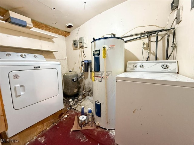 8756 Cook Rd, Salem, OH 44460 - laundry room featuring electric water heater and washing machine and clothes dryer