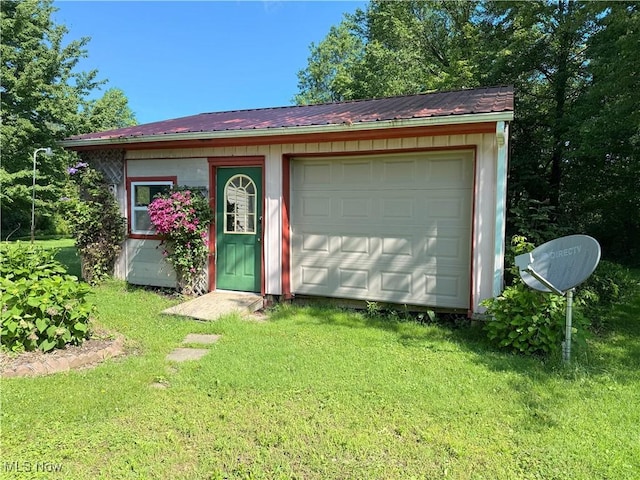 8756 Cook Rd, Salem, OH 44460 - view of front of home featuring an outbuilding, a metal roof, and a front lawn
