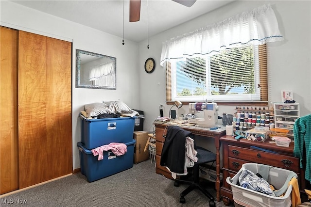 1932 Meister Rd, Lorain, OH 44053 - carpeted home office featuring a ceiling fan