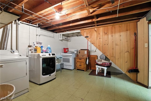 1932 Meister Rd, Lorain, OH 44053 - unfinished below grade area with washing machine and clothes dryer and light flooring
