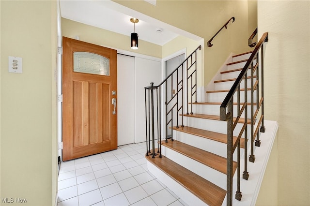 21349 Shelburne, Shaker Heights, OH 44122 - entrance foyer with stairs and light tile patterned floors