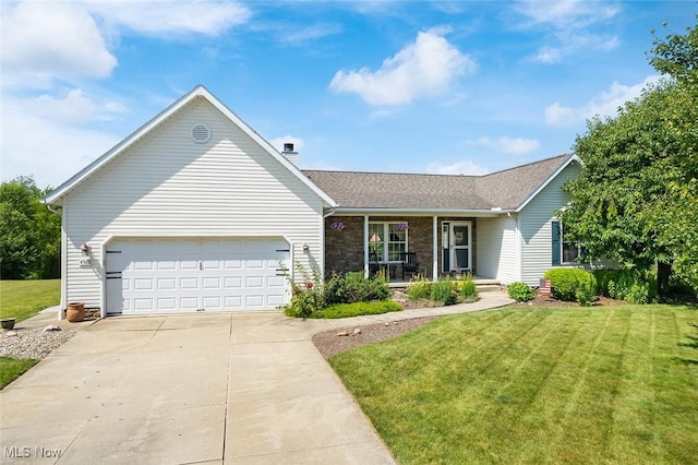 4568 Woodstone Ave NW, Massillon, OH 44647 - single story home featuring covered porch, a front lawn, driveway, and a garage