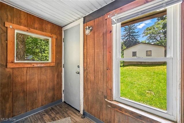 693 W Wilson St, Salem, OH 44460 - entryway with wood finished floors and wood walls