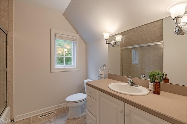3925 Waterford Ct, Orange, OH 44122 - full bath featuring vanity, tile patterned flooring, and lofted ceiling