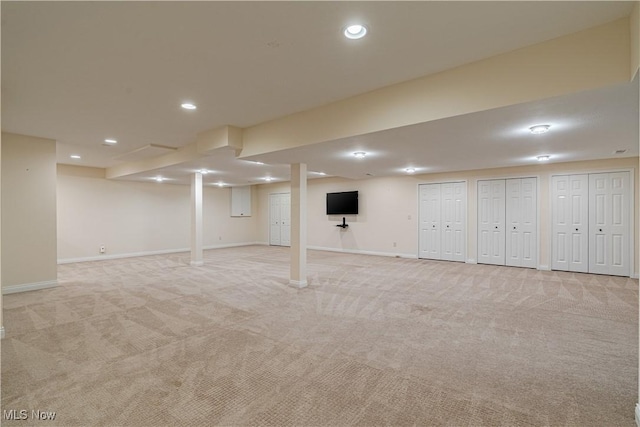 3925 Waterford Ct, Orange, OH 44122 - finished basement featuring light colored carpet and recessed lighting