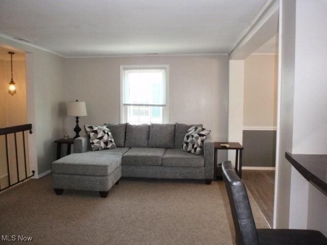 23 Valley Forge Ln, Elyria, OH 44035 - living area with ornamental molding and carpet flooring