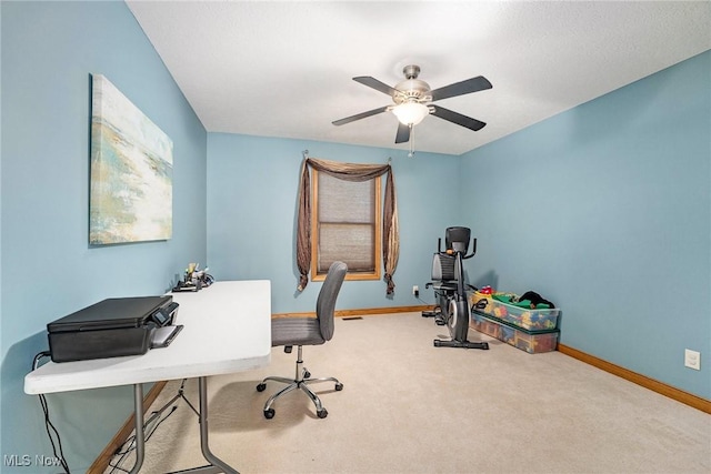 6782 Fawndale Dr, Medina, OH 44256 - carpeted office with a ceiling fan and baseboards