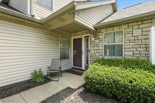 232 Damon Dr, Munroe Falls, OH 44262 - doorway to property with stone siding