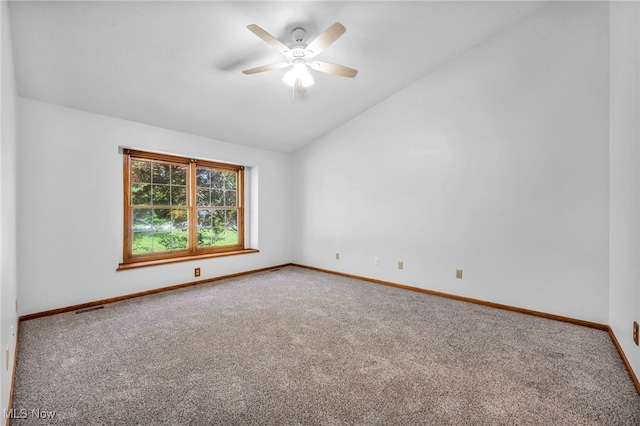 3578 County Line Rd, Madison, OH 44057 - carpeted spare room with vaulted ceiling and ceiling fan