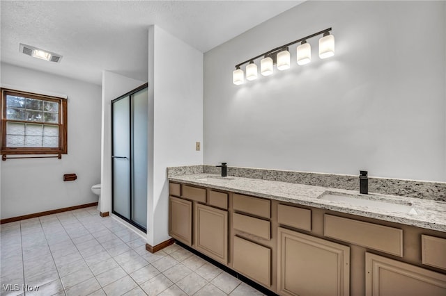 3578 County Line Rd, Madison, OH 44057 - bathroom with a stall shower, double vanity, and tile patterned flooring