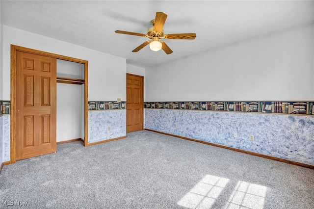 3578 County Line Rd, Madison, OH 44057 - unfurnished bedroom featuring carpet, ceiling fan, and a closet