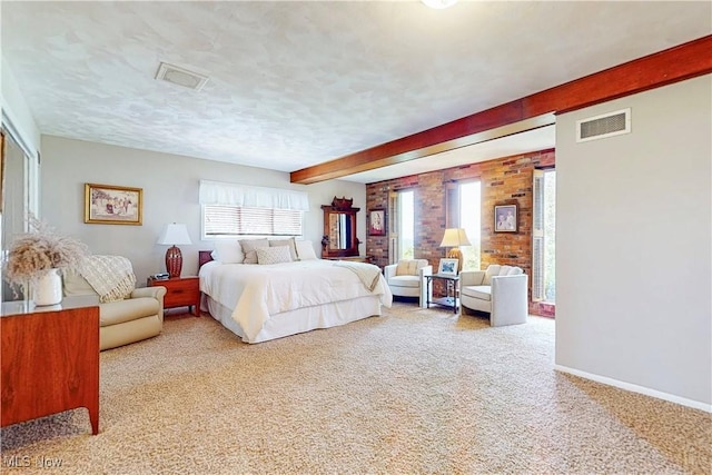 6803 County Road 22a, Bloomingdale, OH 43910 - carpeted bedroom with beamed ceiling and a textured ceiling