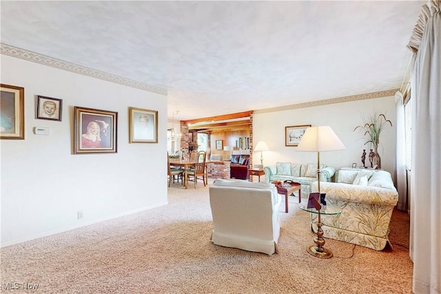 6803 County Road 22a, Bloomingdale, OH 43910 - living area with carpet flooring and ornamental molding