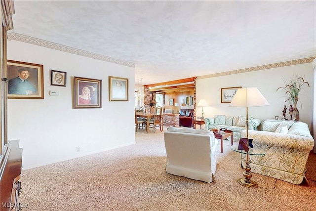 6803 County Road 22a, Bloomingdale, OH 43910 - living room featuring carpet flooring and ornamental molding
