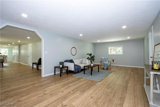 290 State Route 60, Greenwich, OH 44837 - living area with arched walkways, light wood-type flooring, and recessed lighting