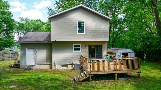 9009 Oak Ct, Windham, OH 44288 - rear view of house featuring a shed and a deck