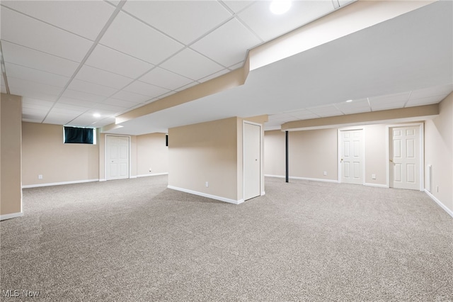 3519 Hawthorne Trl, Broadview Heights, OH 44147 - finished below grade area with carpet and a drop ceiling