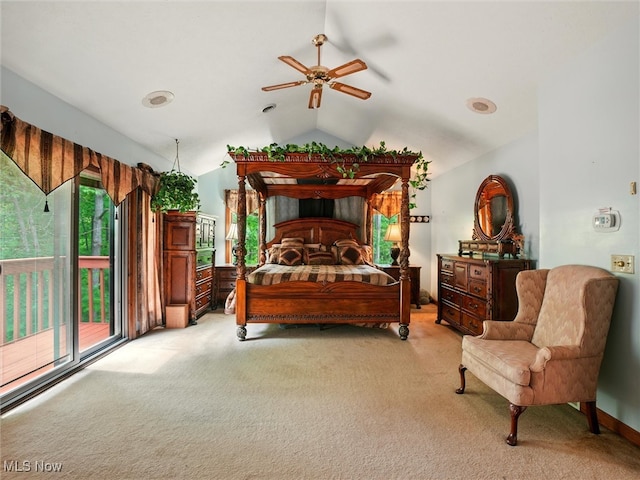 2526 Ashbrook Dr, Ashtabula, OH 44004 - bedroom featuring carpet flooring, vaulted ceiling, and ceiling fan