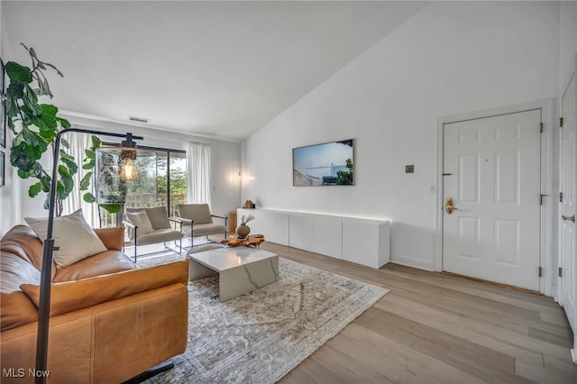 3800 Rosemont Blvd Unit 114C, Akron, OH 44333 - living area featuring wood finished floors and high vaulted ceiling