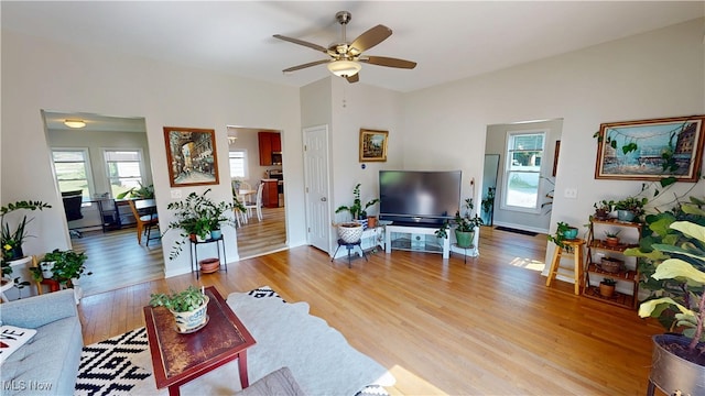 409 W Grant St, Kent, OH 44240 - living room with ceiling fan and light wood-style flooring