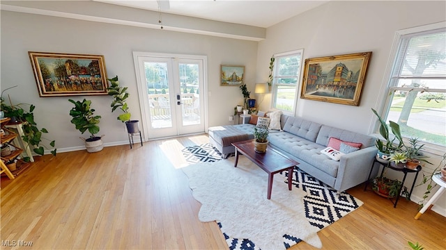 409 W Grant St, Kent, OH 44240 - living room featuring plenty of natural light, french doors, and light wood-style flooring