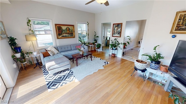 409 W Grant St, Kent, OH 44240 - living room featuring light wood-type flooring and a ceiling fan