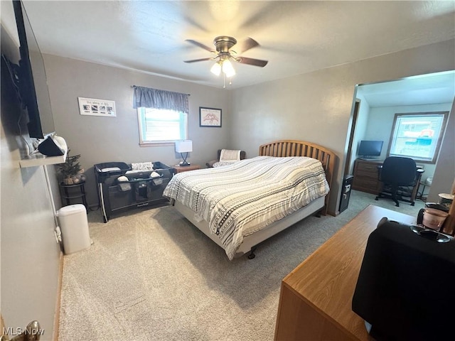 470 Geneva Ave, Struthers, OH 44471 - carpeted bedroom featuring multiple windows and a ceiling fan