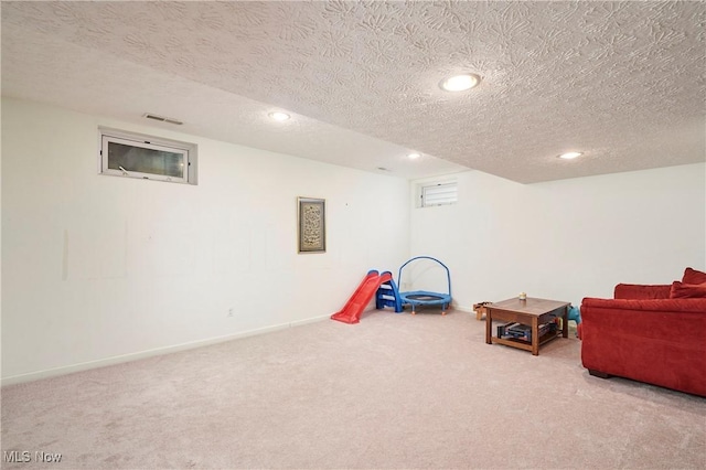 933 Alder Run Way, Akron, OH 44333 - game room featuring carpet flooring, recessed lighting, and a textured ceiling