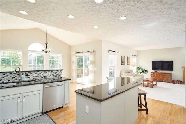 933 Alder Run Way, Akron, OH 44333 - kitchen with dishwasher, dark countertops, light wood finished floors, plenty of natural light, and recessed lighting