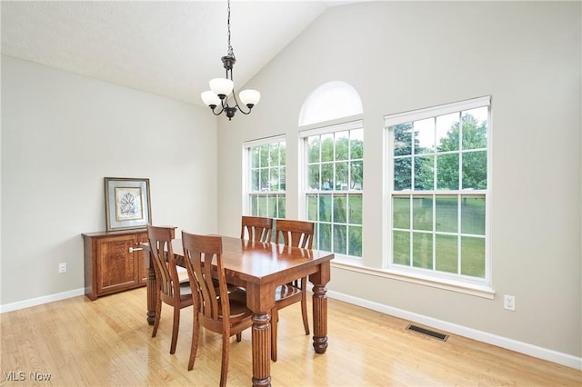 933 Alder Run Way, Akron, OH 44333 - dining area featuring light wood-type flooring, a chandelier, and high vaulted ceiling