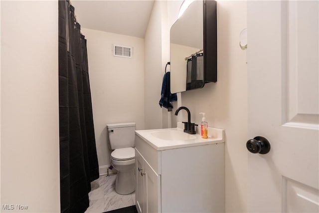 3316 Wadsworth Rd, Norton, OH 44203 - bathroom featuring vanity, marble finish flooring, and a shower with curtain