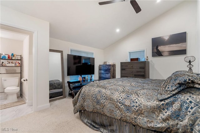 3316 Wadsworth Rd, Norton, OH 44203 - bedroom featuring lofted ceiling, ceiling fan, recessed lighting, ensuite bath, and carpet