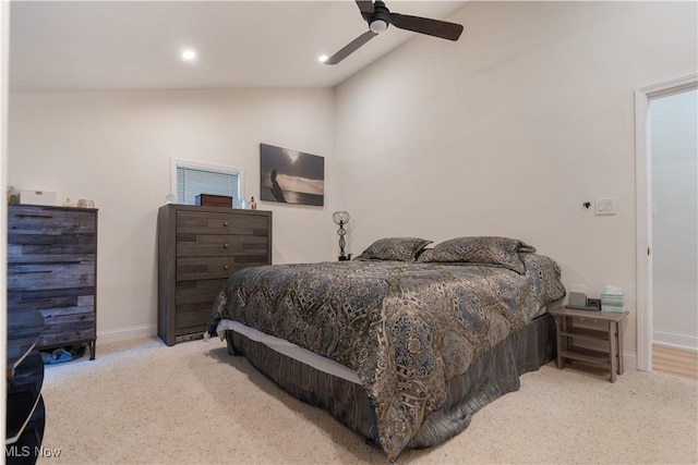 3316 Wadsworth Rd, Norton, OH 44203 - bedroom with vaulted ceiling, carpet, a ceiling fan, and recessed lighting