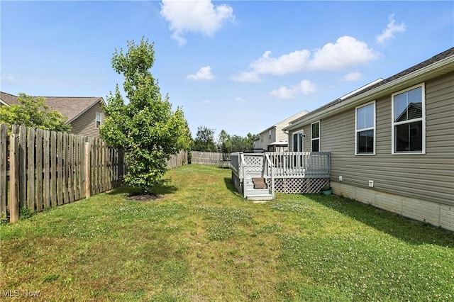 107 Lakeview Cir, Amherst, OH 44001 - fenced backyard featuring a wooden deck