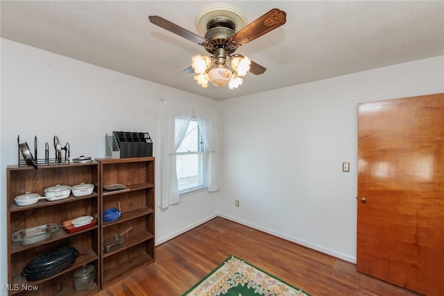 4766 Brookwood Dr, Brooklyn, OH 44144 - office with a ceiling fan and wood finished floors