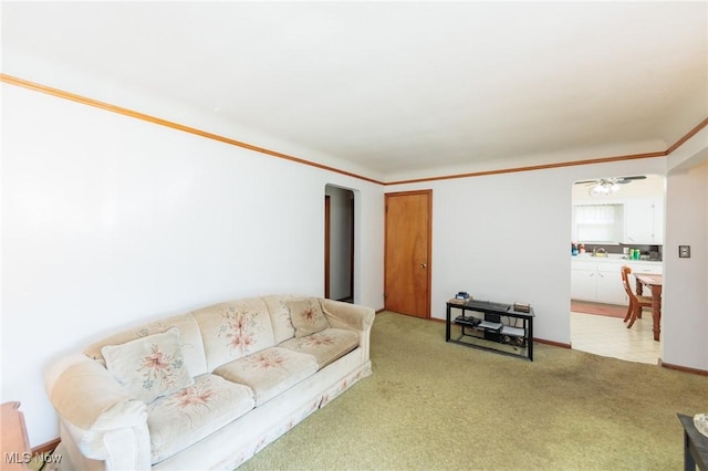 4766 Brookwood Dr, Brooklyn, OH 44144 - carpeted living area with arched walkways