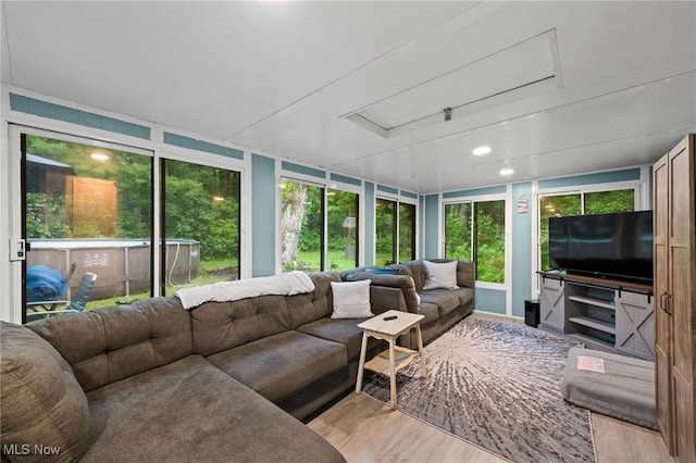 8902 Taylor May Rd, Chagrin Falls, OH 44023 - sunroom featuring wood finished floors and a jacuzzi