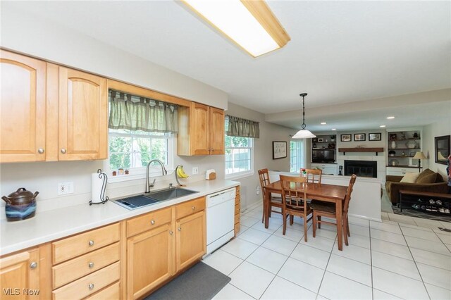 14344 S Gateway Dr, North Royalton, OH 44133 - kitchen featuring dishwasher, light brown cabinets, light countertops, and recessed lighting