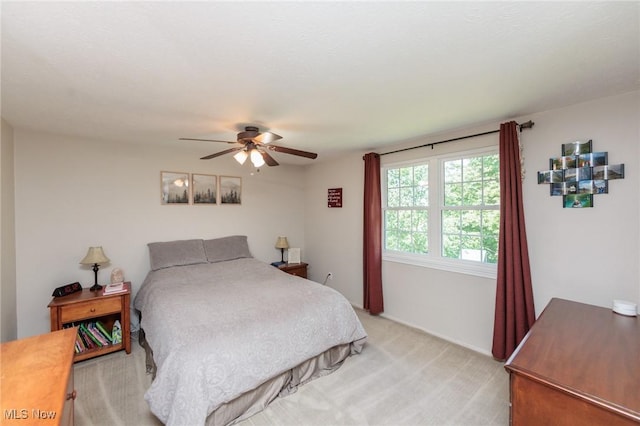 14344 S Gateway Dr, North Royalton, OH 44133 - bedroom featuring light colored carpet and a ceiling fan