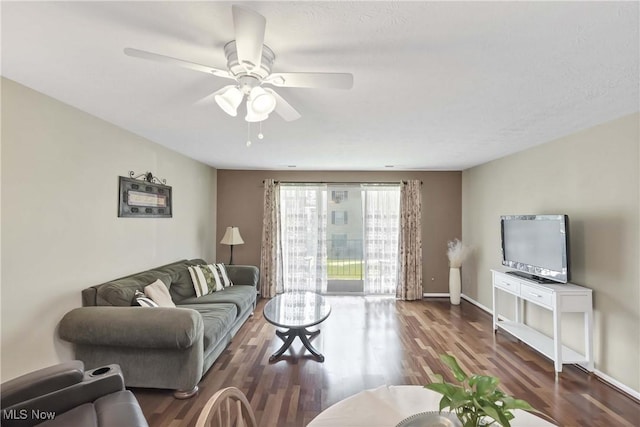2021 King James Pkwy Unit 228, Westlake, OH 44145 - living room featuring wood finished floors and a ceiling fan