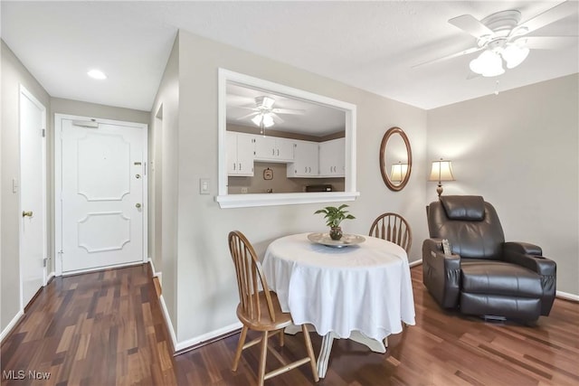 2021 King James Pkwy Unit 228, Westlake, OH 44145 - dining area featuring a ceiling fan, dark wood finished floors, and recessed lighting