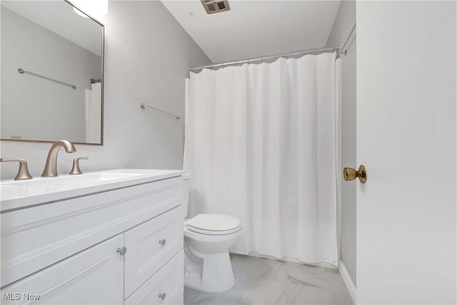 2021 King James Pkwy Unit 228, Westlake, OH 44145 - bathroom with marble look tile flooring, vanity, and a shower with curtain
