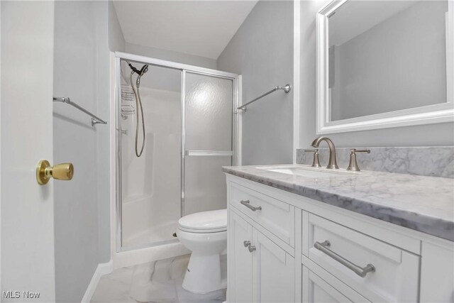2021 King James Pkwy Unit 228, Westlake, OH 44145 - full bath with marble finish floors, vanity, and a stall shower