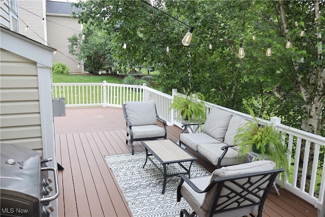 7509 Galena Ave NW, Canal Fulton, OH 44614 - wooden terrace featuring an outdoor hangout area and grilling area