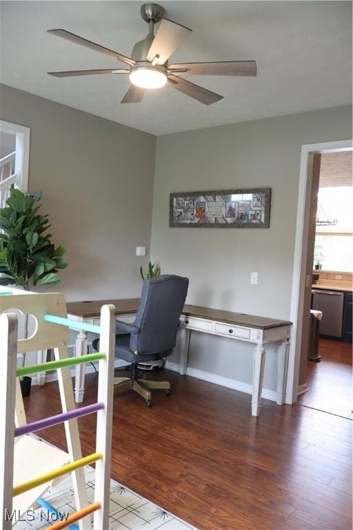 7509 Galena Ave NW, Canal Fulton, OH 44614 - home office with wood finished floors, ceiling fan, and plenty of natural light