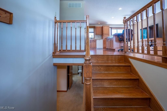 1565 Lois St, Belpre, OH 45714 - stairway featuring carpet flooring and recessed lighting